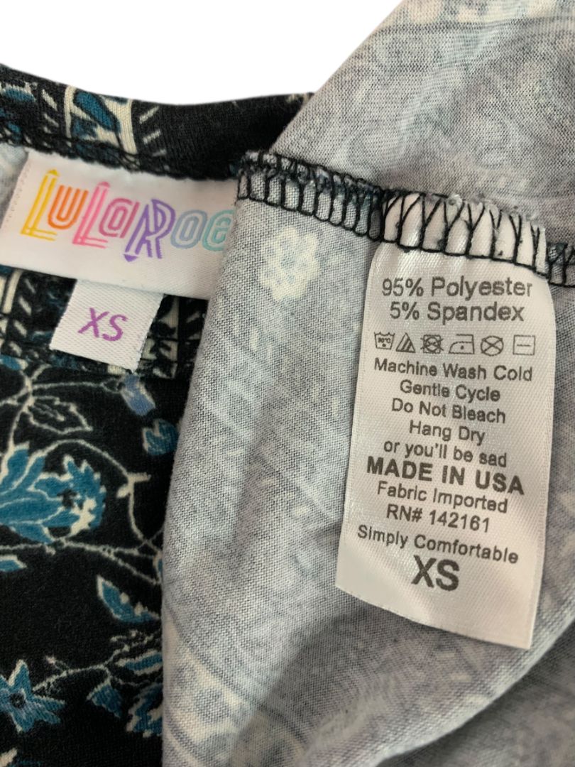 Size XS LulaRoe Blue Stripe Floral Carly Dress Hi Lo Hem Tshirt