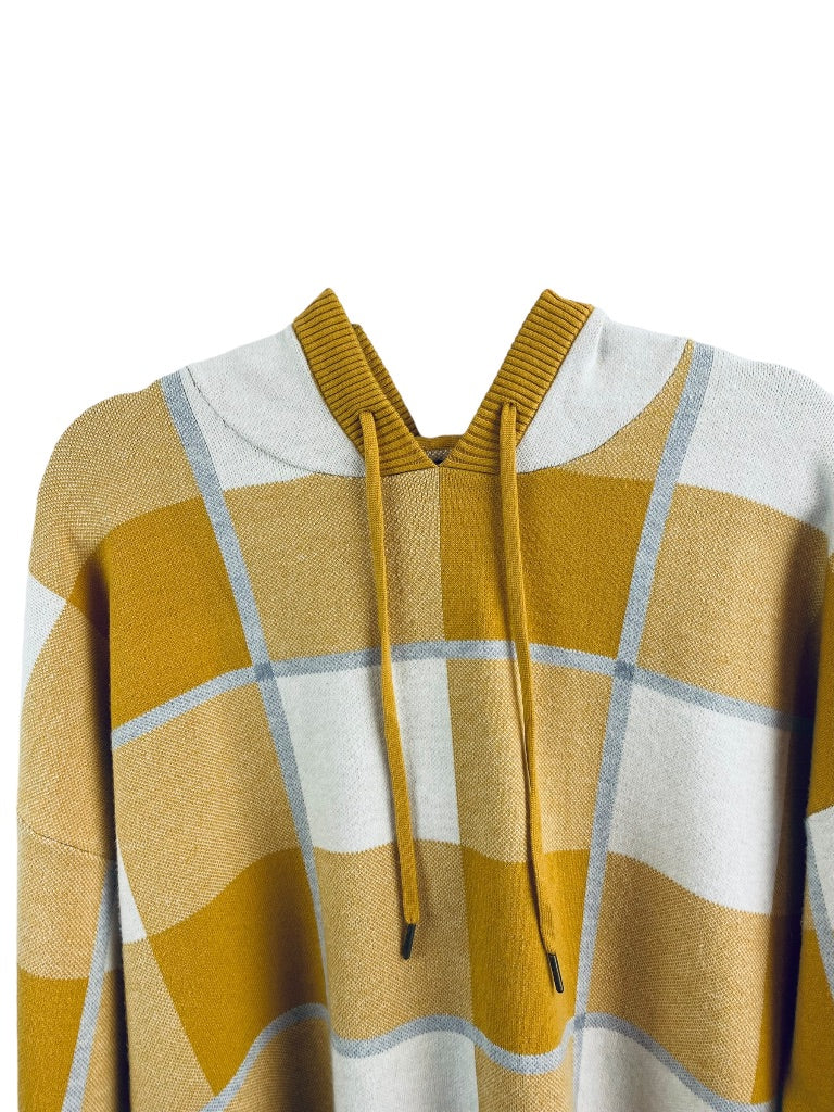 1X Rachel Roy Women's Gold Gray Plaid Soft Pullover Sweater