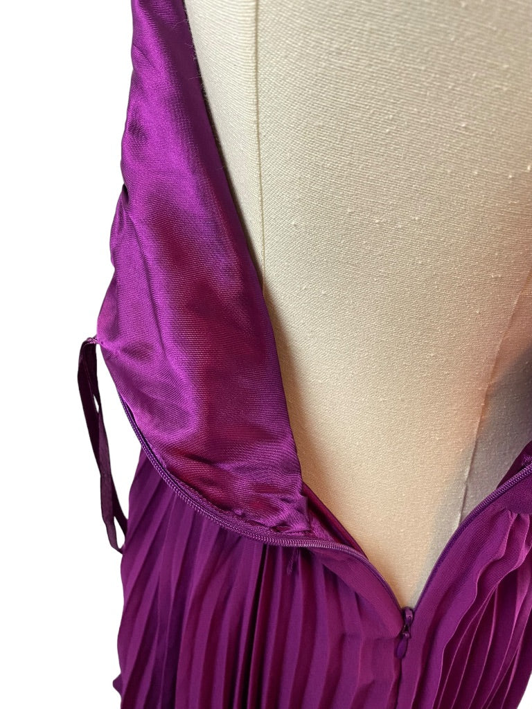 Size 2 The Limited Women's Purple Pleated One Shoulder Sleeveless Ribbon Belt