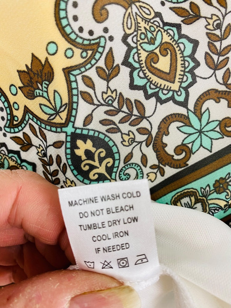 Small Petite Tacera Cold Shoulder Print Maxi Dress Elastic Waist Lined