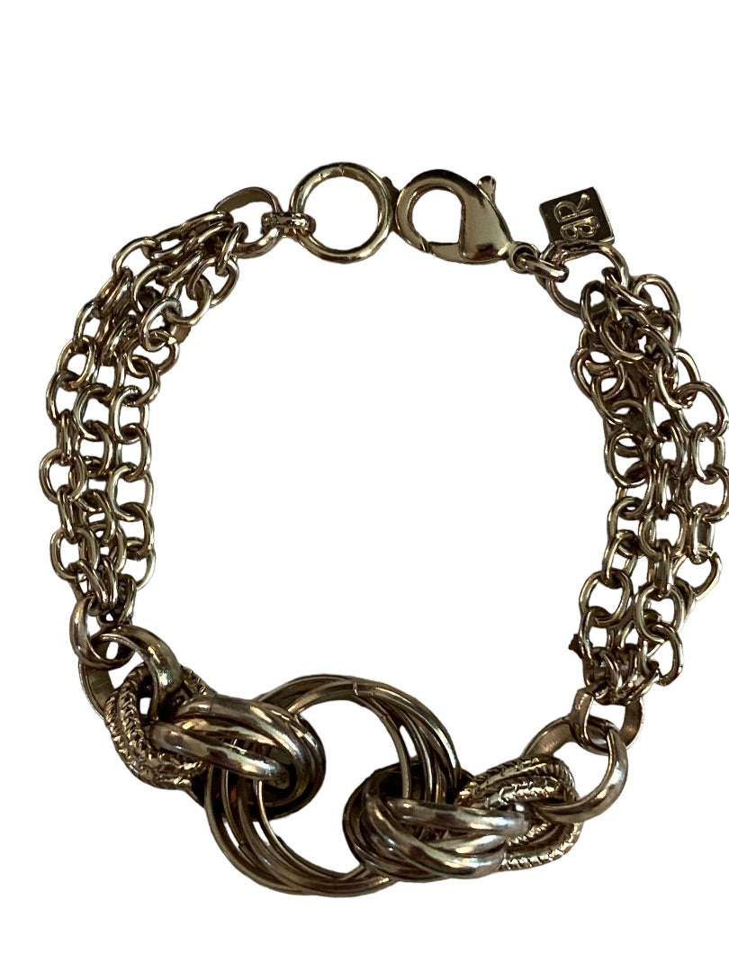 Banana Republic Silvertone Chain Bracelet Chunky Interlocking Circles 7.5" Lobster Clasp