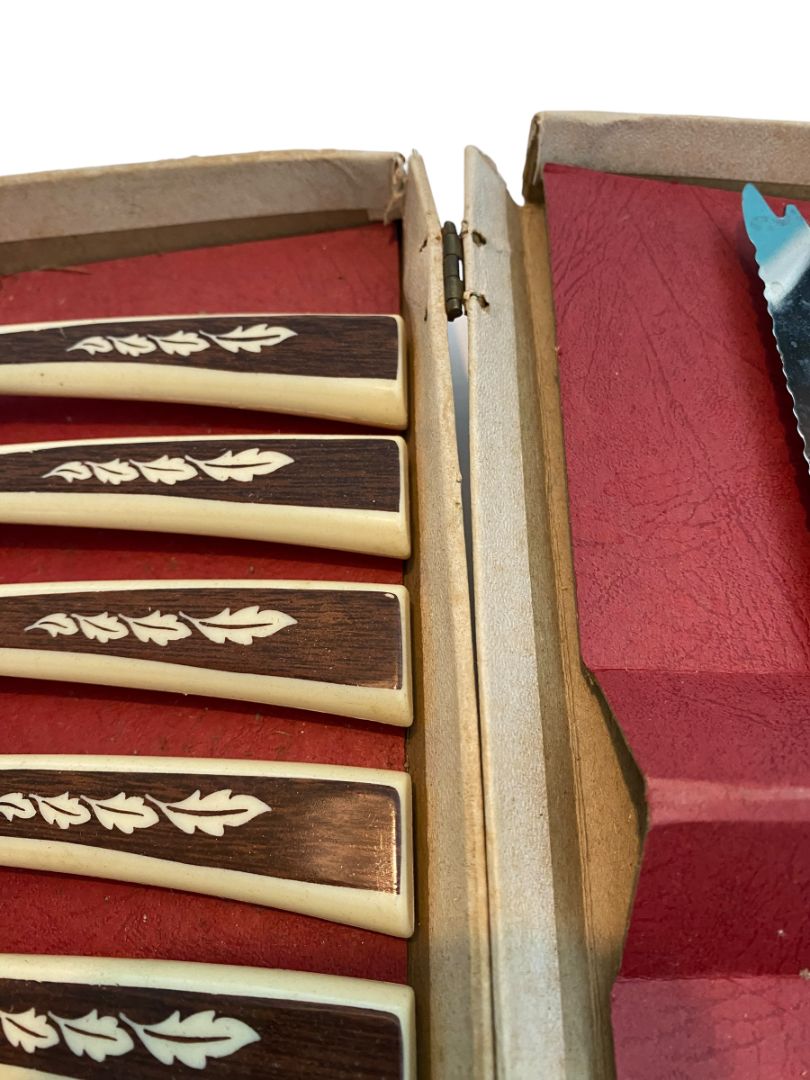 Regent Sheffield Stainless Steel England Complete Steak Knives & Serving Set Vintage