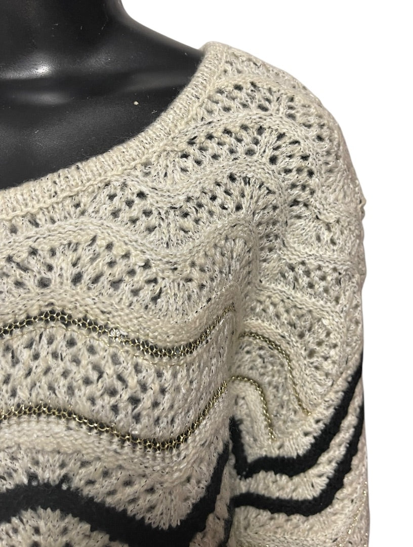 Large Skies Are Blue Loose Knit Womens Sweater Metallic