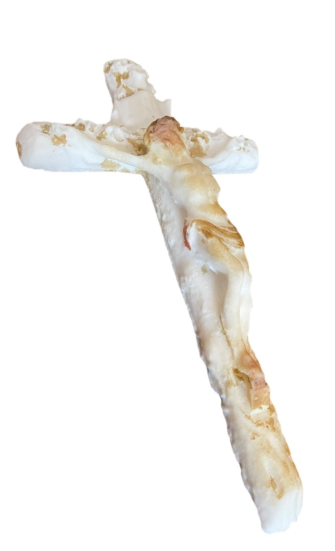 Unique Plaster Mold Crucifix Jesus on the Cross 13.5 x 7.5"