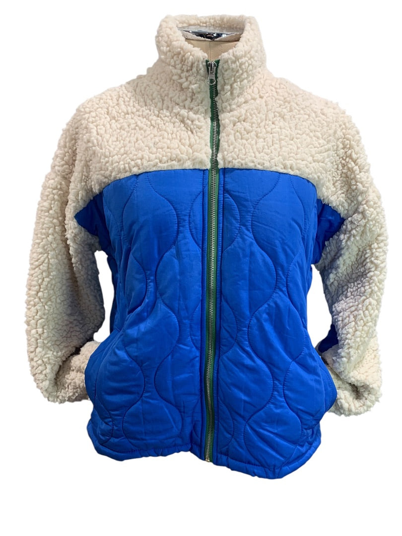 Small Thread & Supply Womens Blue Fleece Full Zip Jacket