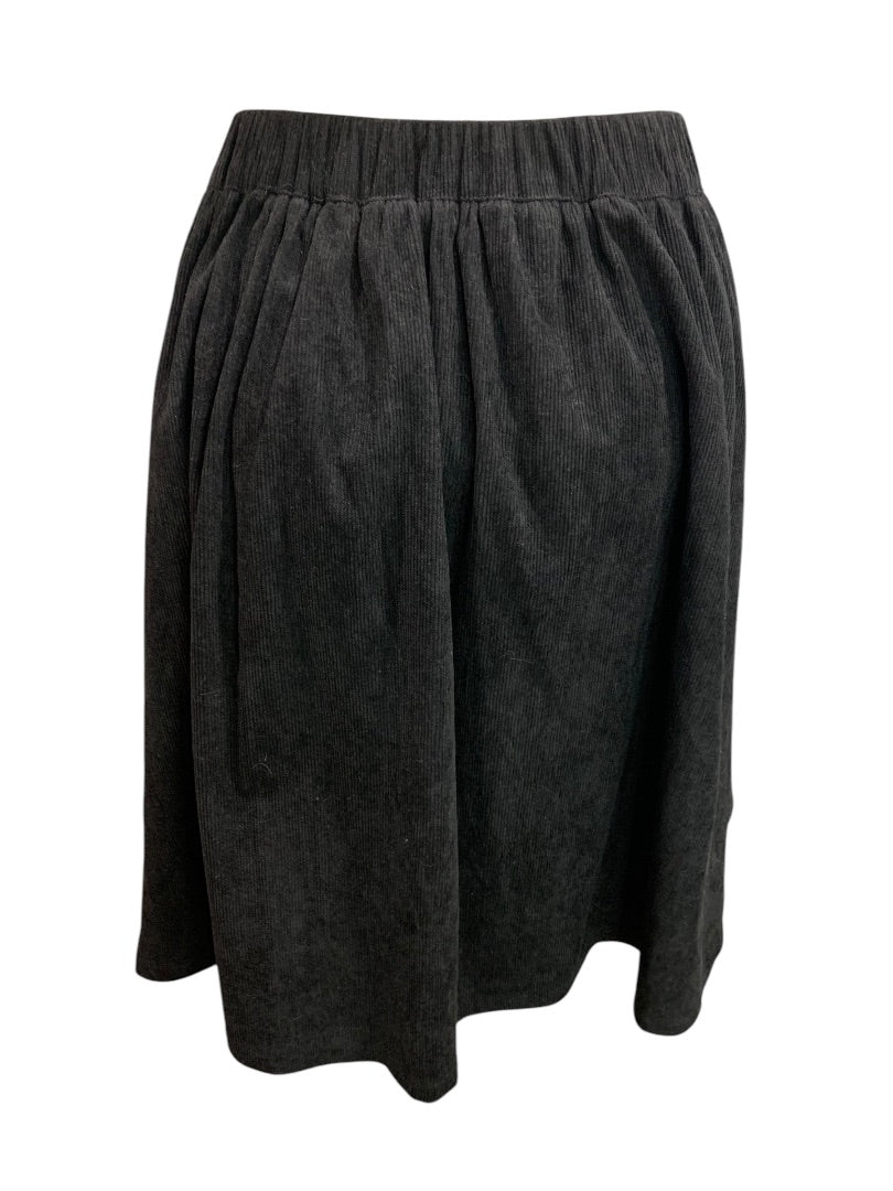 3XL Black Corduroy A-Line Skirt Side Zip Partial Elastic Waist