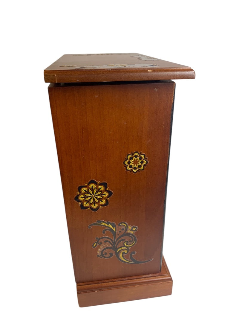 Tabletop Jewelry Armoire Brown Black Refinished 11"h x 9.5"l