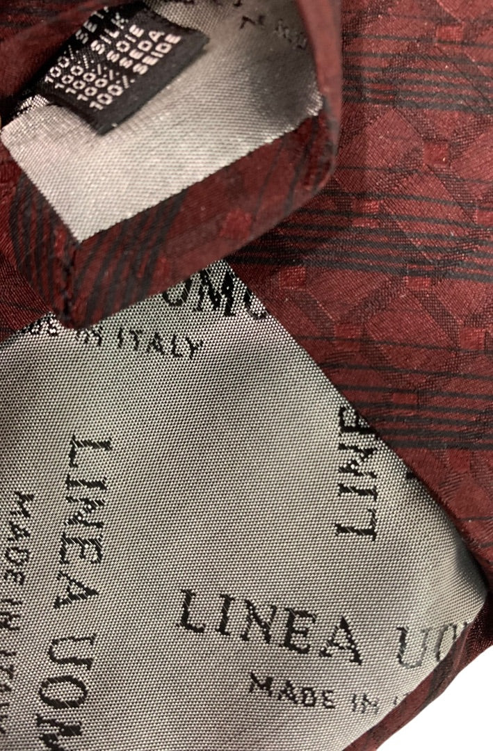 Linea Uomo Italy Mens Silk Tie Necktie 59 Inch 3.9" at Widest