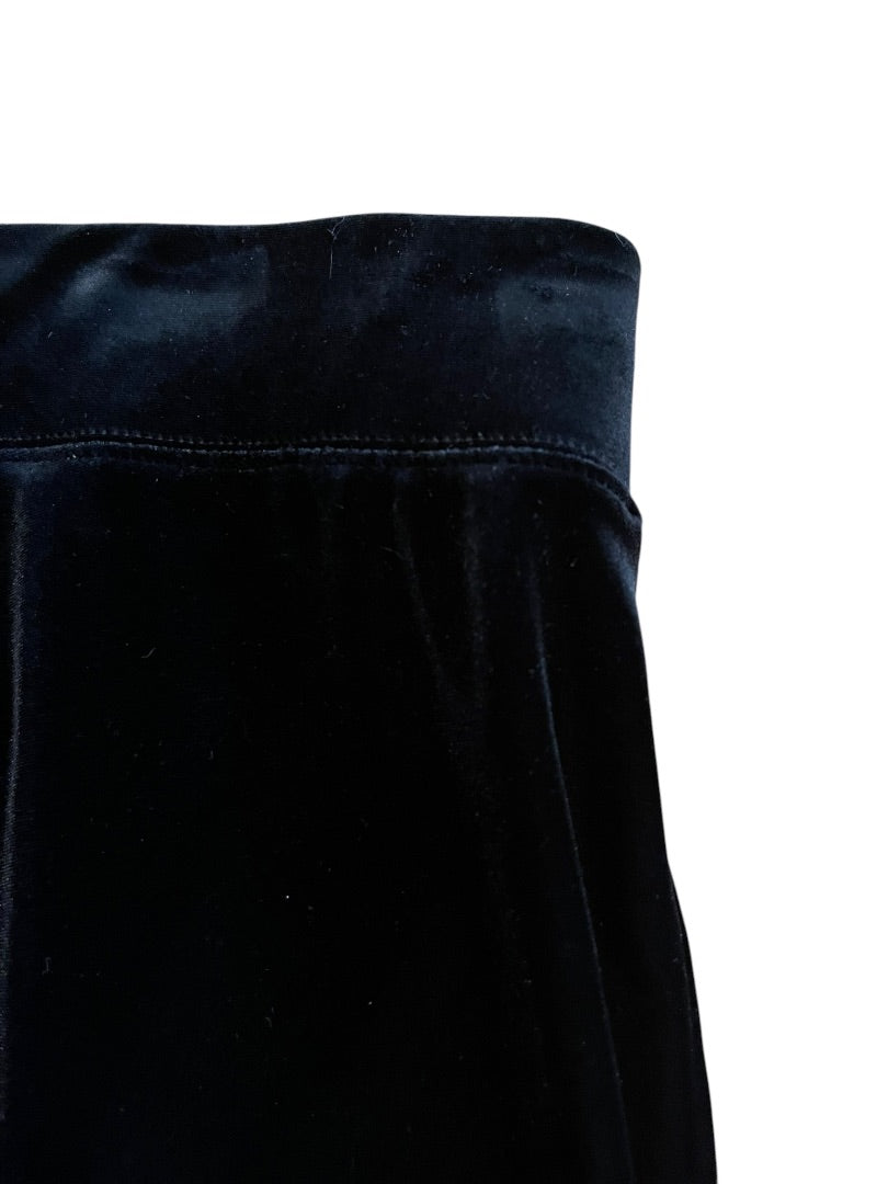 1XP Susan Graver Petite Elastic Waist Pants Black Velour Pull On
