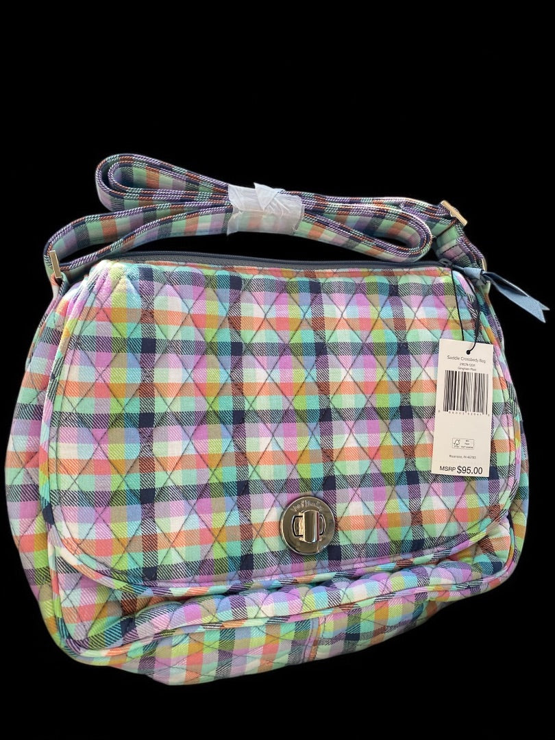 Vera Bradley Saddle Crossbody Bag Gingham Plaid New 29579-12611 Messenger