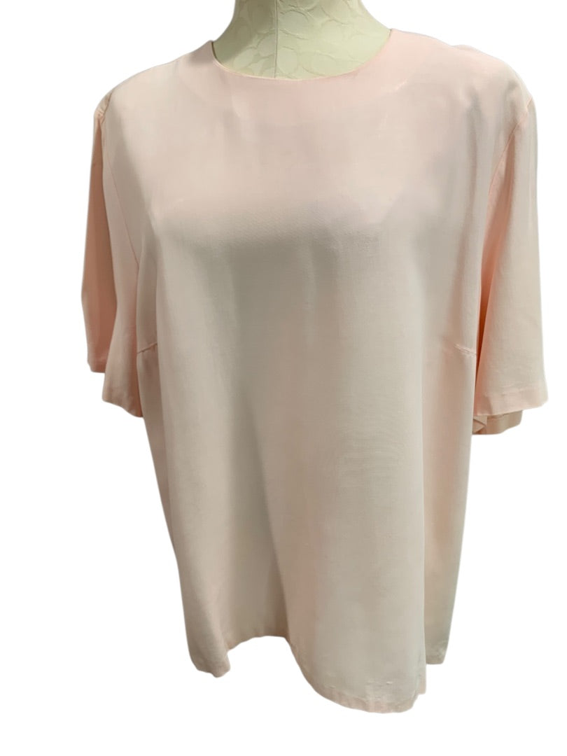 22W Ms Russ Womens 1980s Pink Blouse Shirt Short Sleeve Pullover