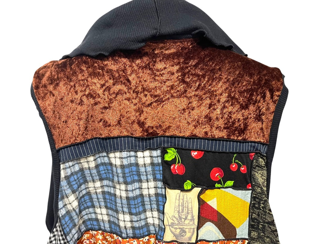 Medium Christy Fisher Sleeveless Patchwork Long Vest Made in USA