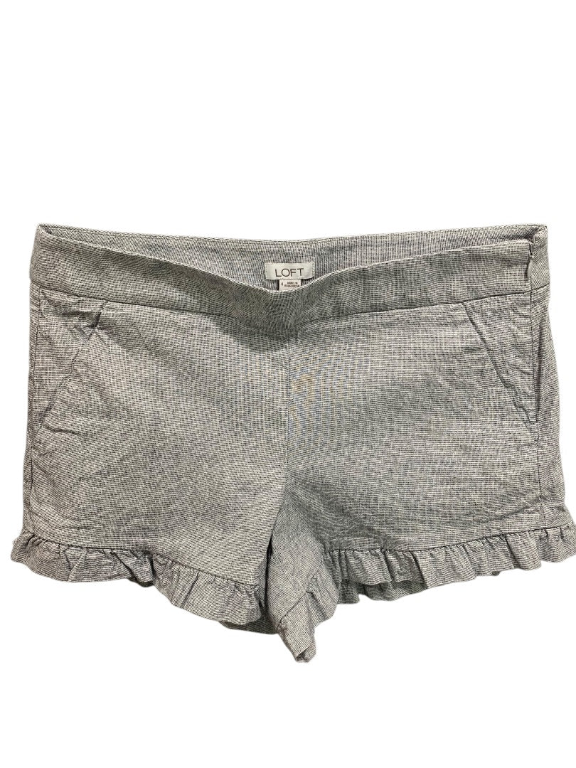 Size 4 Loft Womens Ruffle Hem Shorts Side Zip Blue