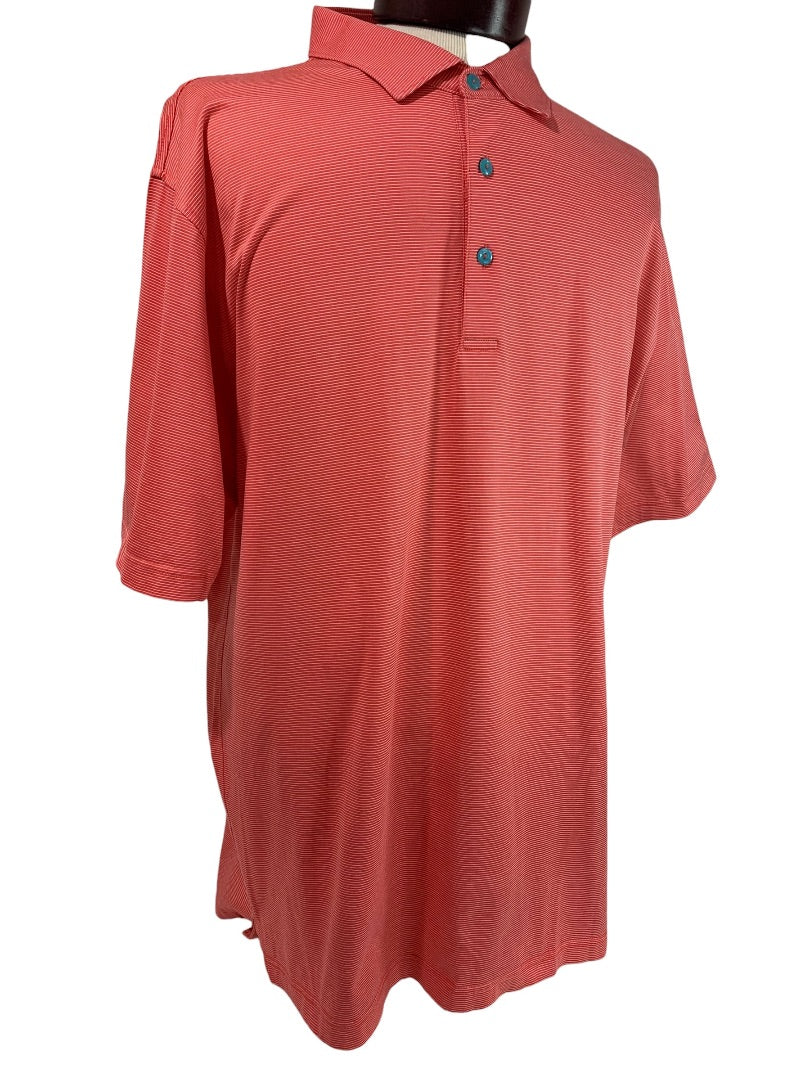 XL Peter Millar Mens Coral Stripe Golf Polo Shirt Short Sleeve