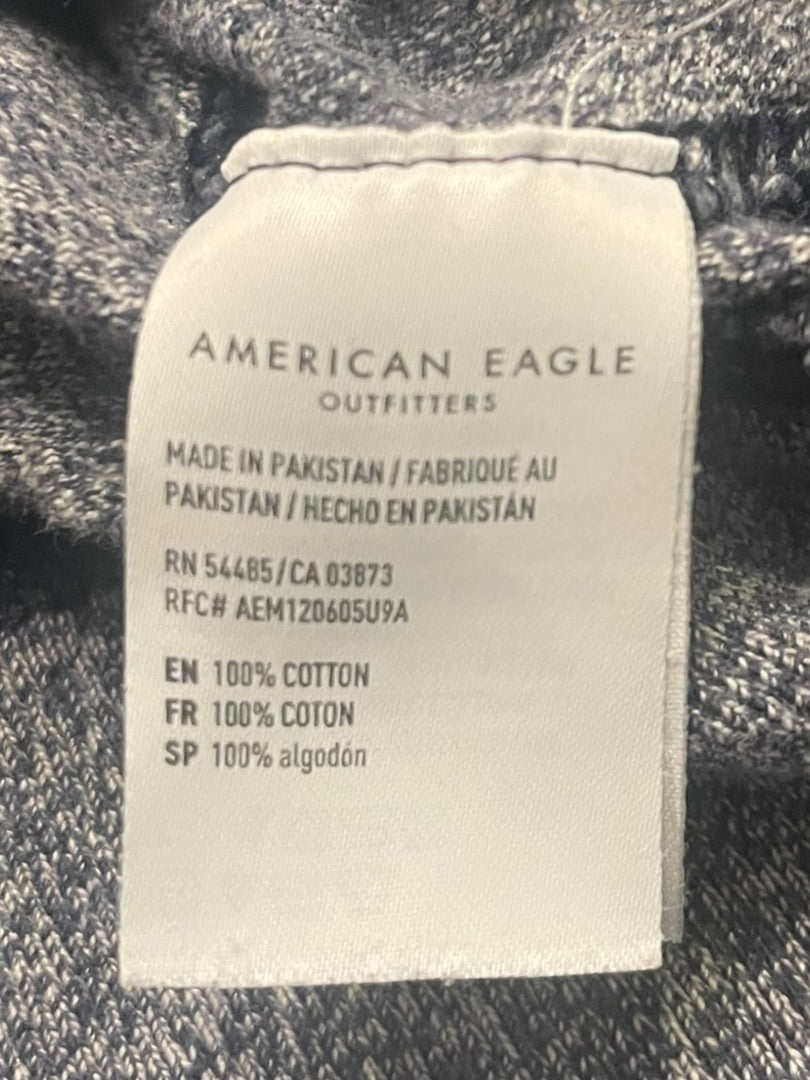 Large American Eagle Outfitters Standard Fit Cotton Long Sleeve Hoodie Blue