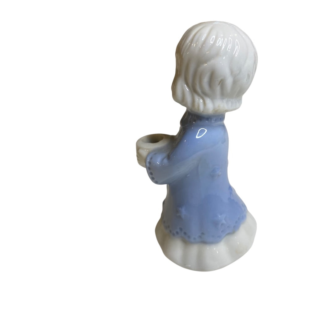 Vintage Berman and Anderson Porcelain Candle Holder Caroler Girl 4"