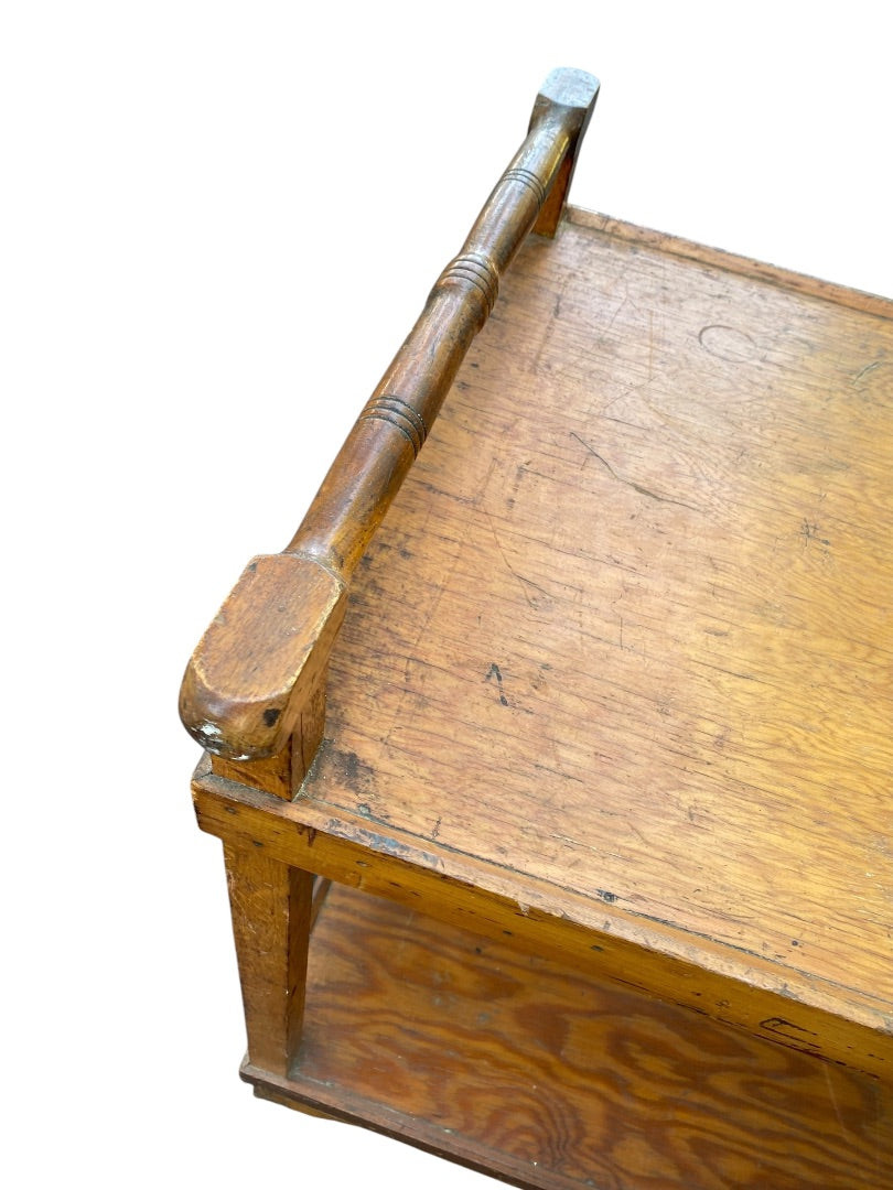 Oak Rolling Wooden Bar Cart Vintage 2 Shelves Garden Kitchen