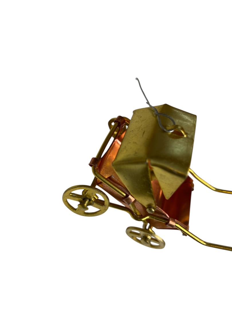Vintage SSCO Taiwan Metal Baby Carriage Buggy Ornament Holiday Christmas