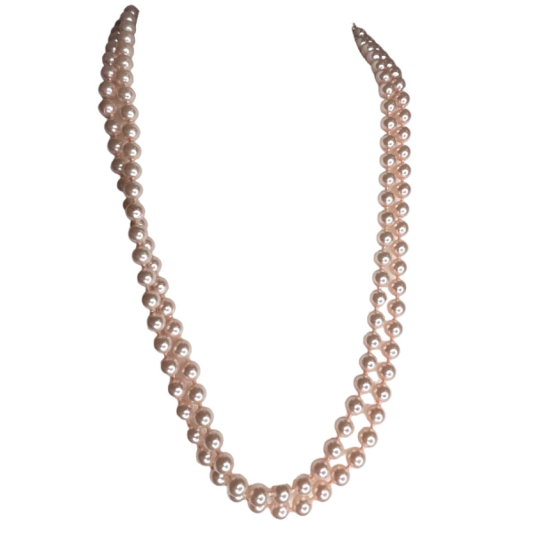 Light Pink Strand of Faux Pearls 54.5" Lobster Clasp