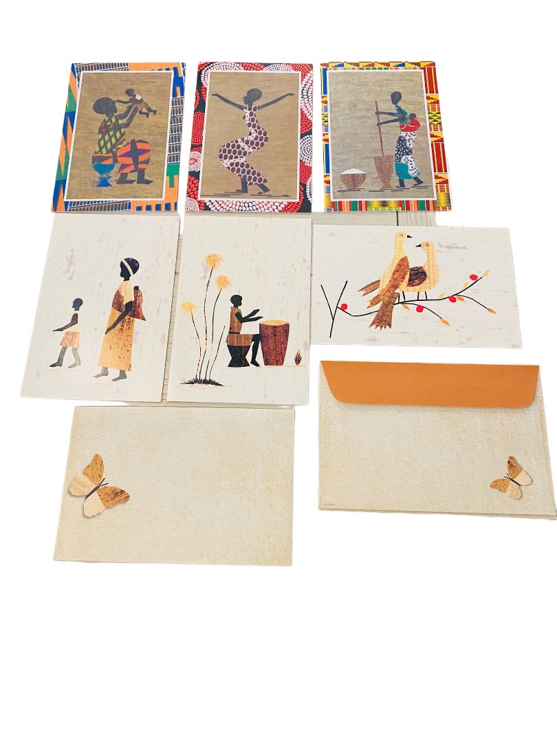 12 New Blank Inside Notecard and Envelope 6" x4" 2 Different Patterns