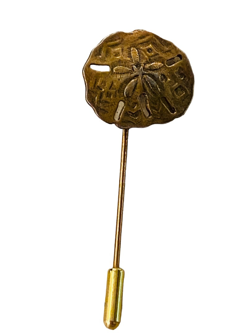 Vintage Goldtone Coppertone 2"l Stick Pin Sand Dollar Design (3/4")