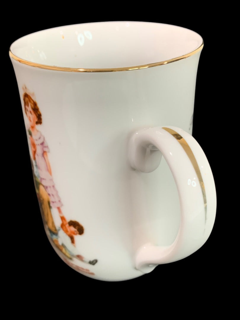 1982 Norman Rockwell Museum Collection Mug Gold Trim "The Cobbler"