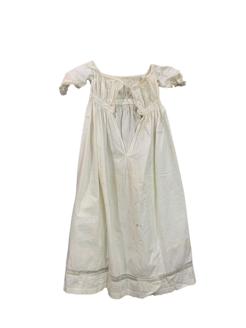 Antique Victorian Girls Gown Eyelet Embroidery 1800s Lace Trim