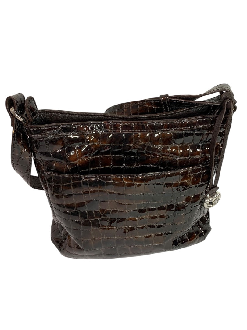 Brighton Cher Front Wallet Organizer Patent Leather Brown Crossbody Bag