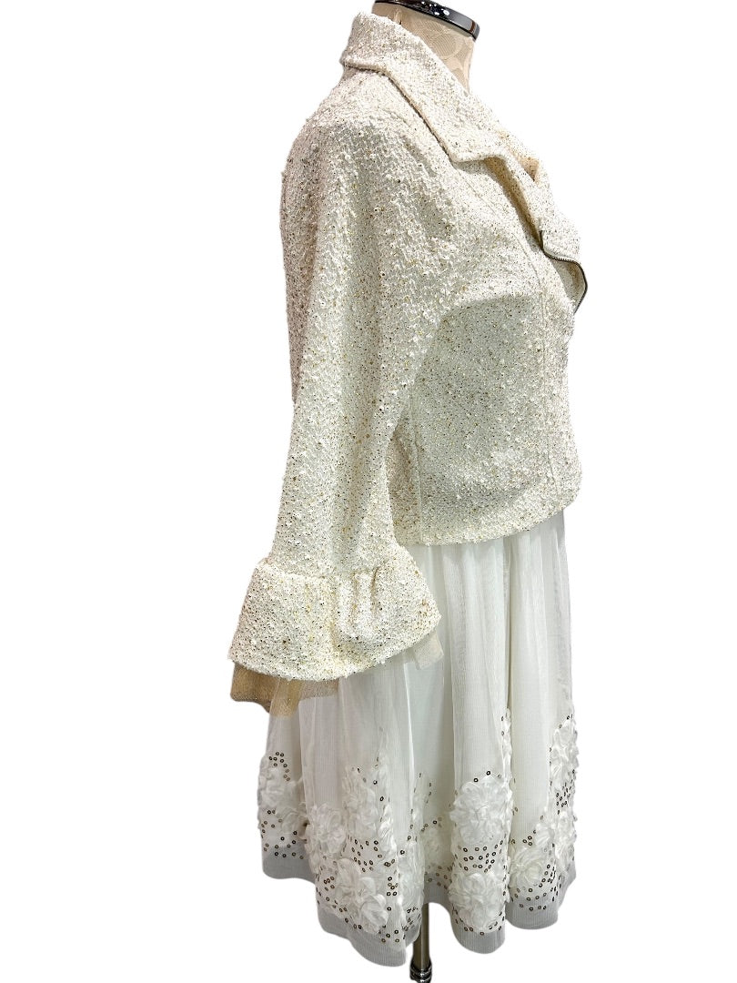 Size 20.5 Knit Works Girls Dressy Jacket and Dress White Gold