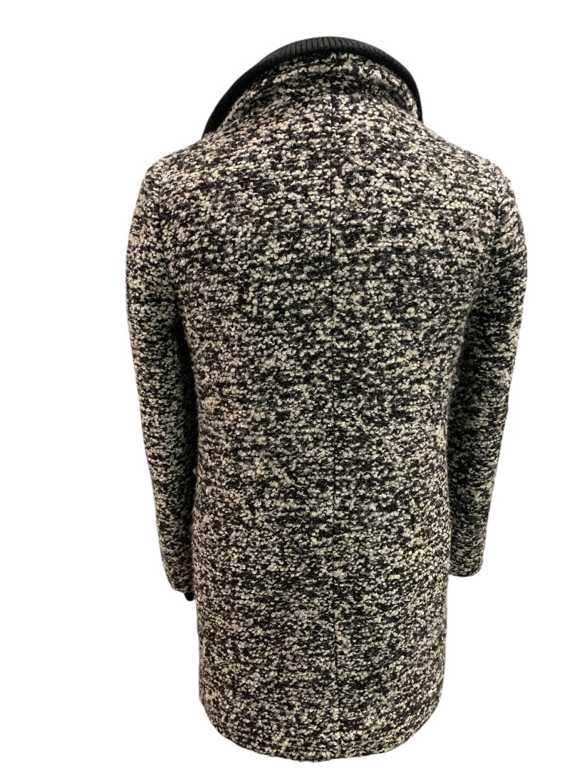 Size 2 J.Crew Womens Lodge Coat Jacket Boucle Black White H2632