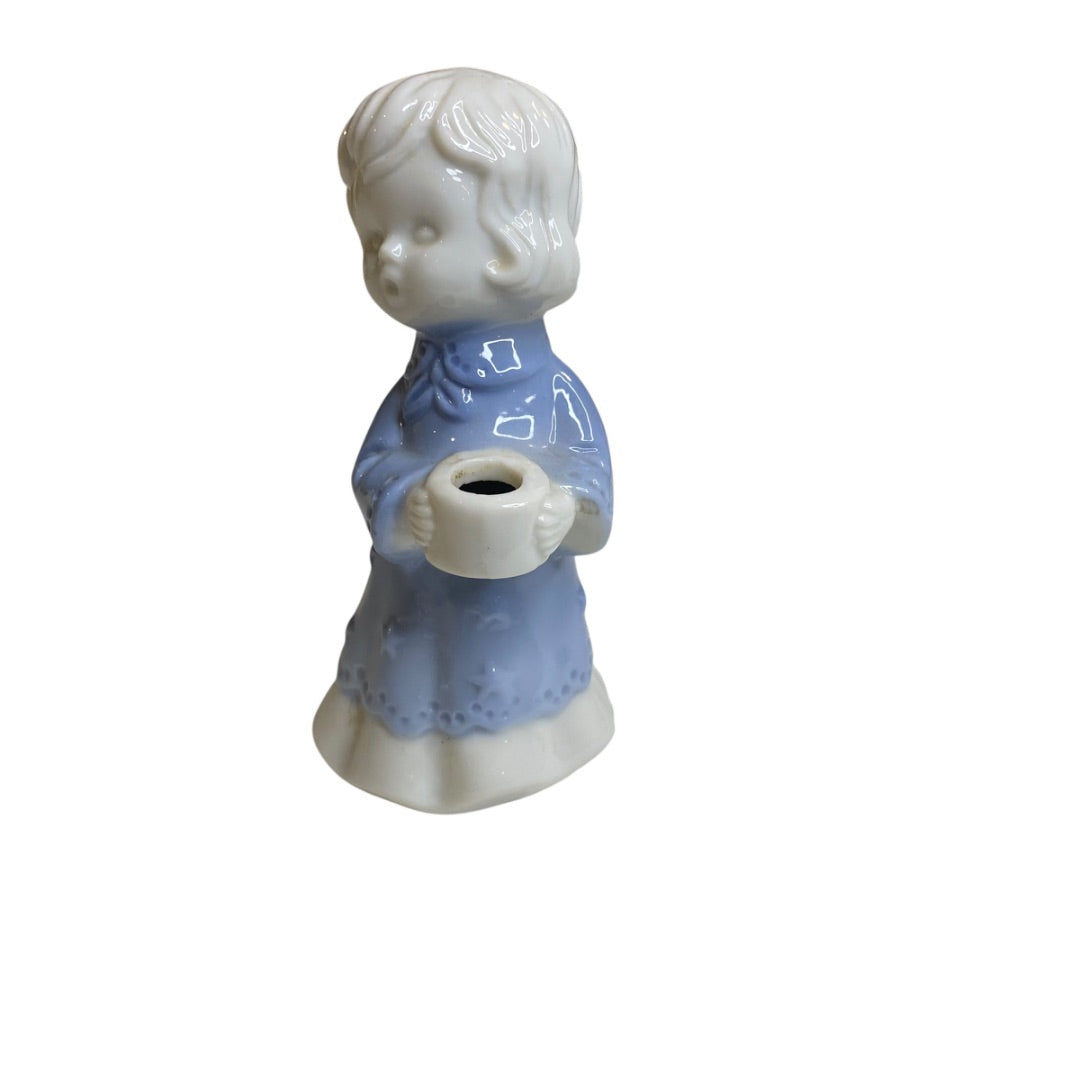 Vintage Berman and Anderson Porcelain Candle Holder Caroler Girl 4"