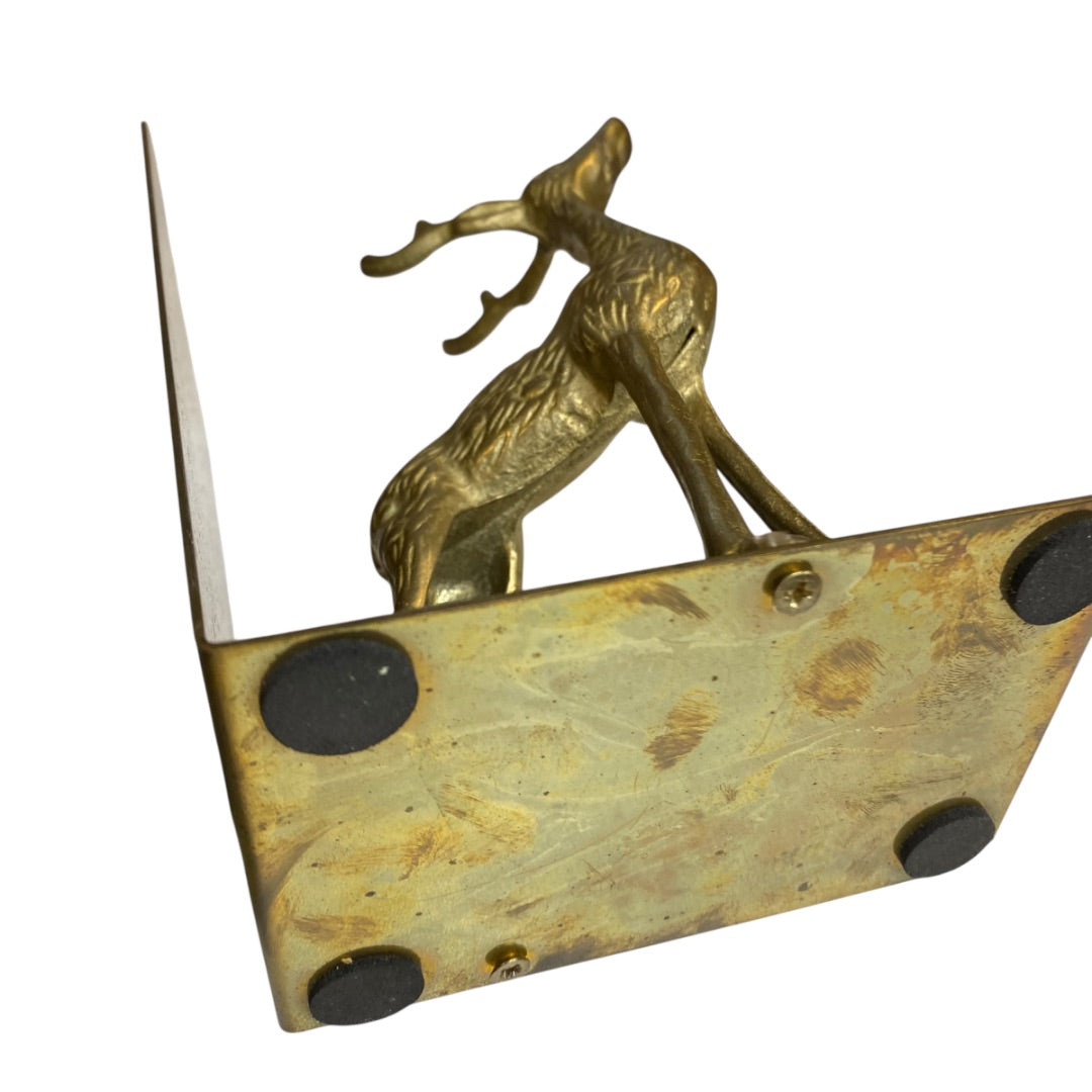 Vintage Brass Deer Bookends Buck and Doe Bookends Book Support Brackets