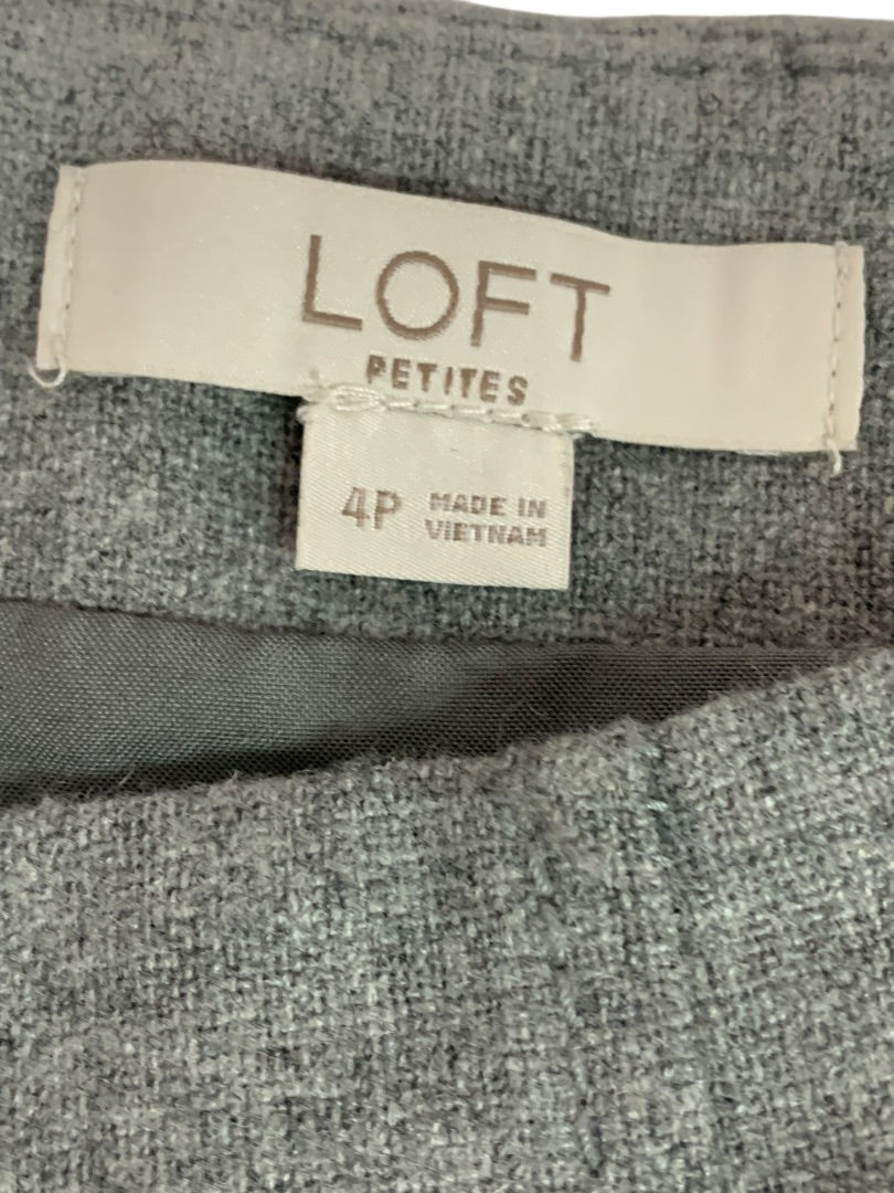 Size 4P Loft Petites Gray Lined A-Line Skirt Wool Blend