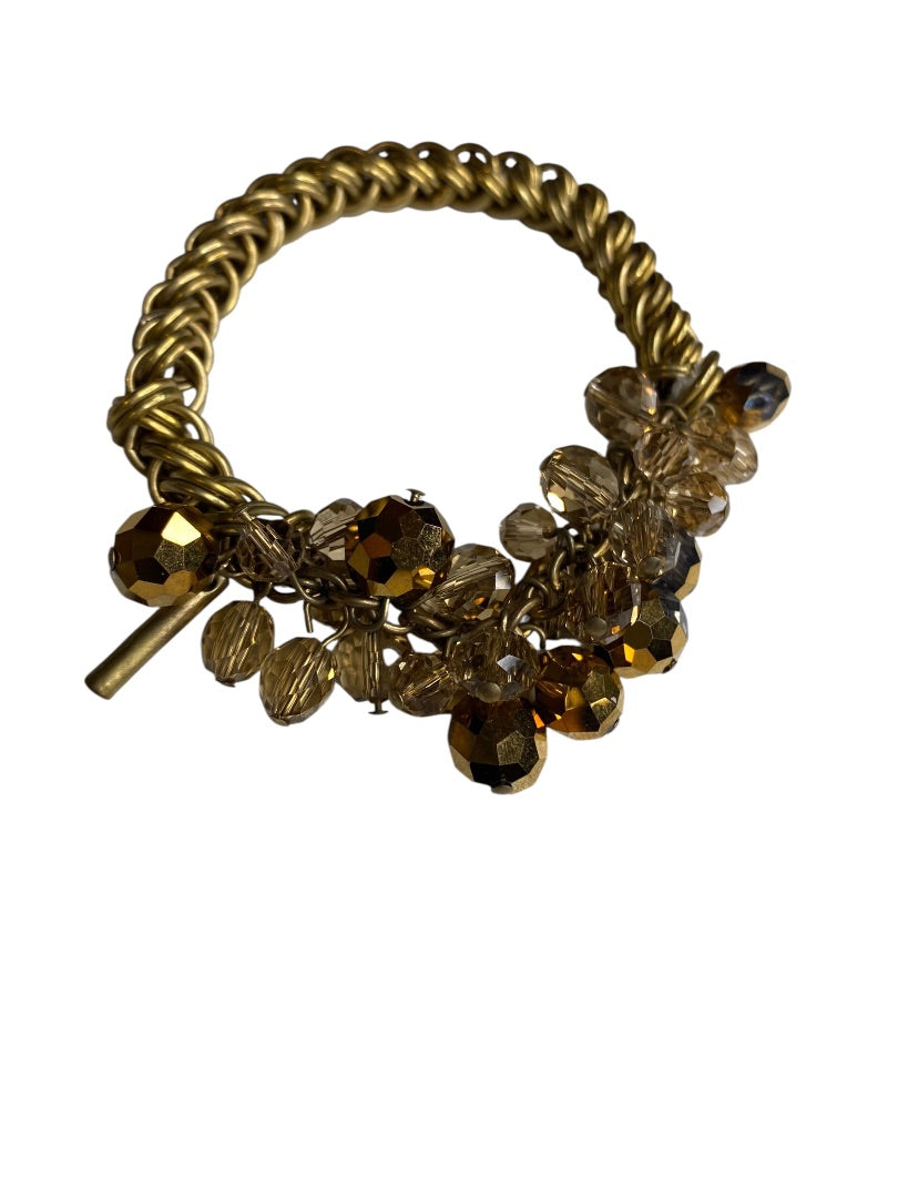 Kenneth Cole Stretch Bracelet Goldtone Iridescent Beads Chunky