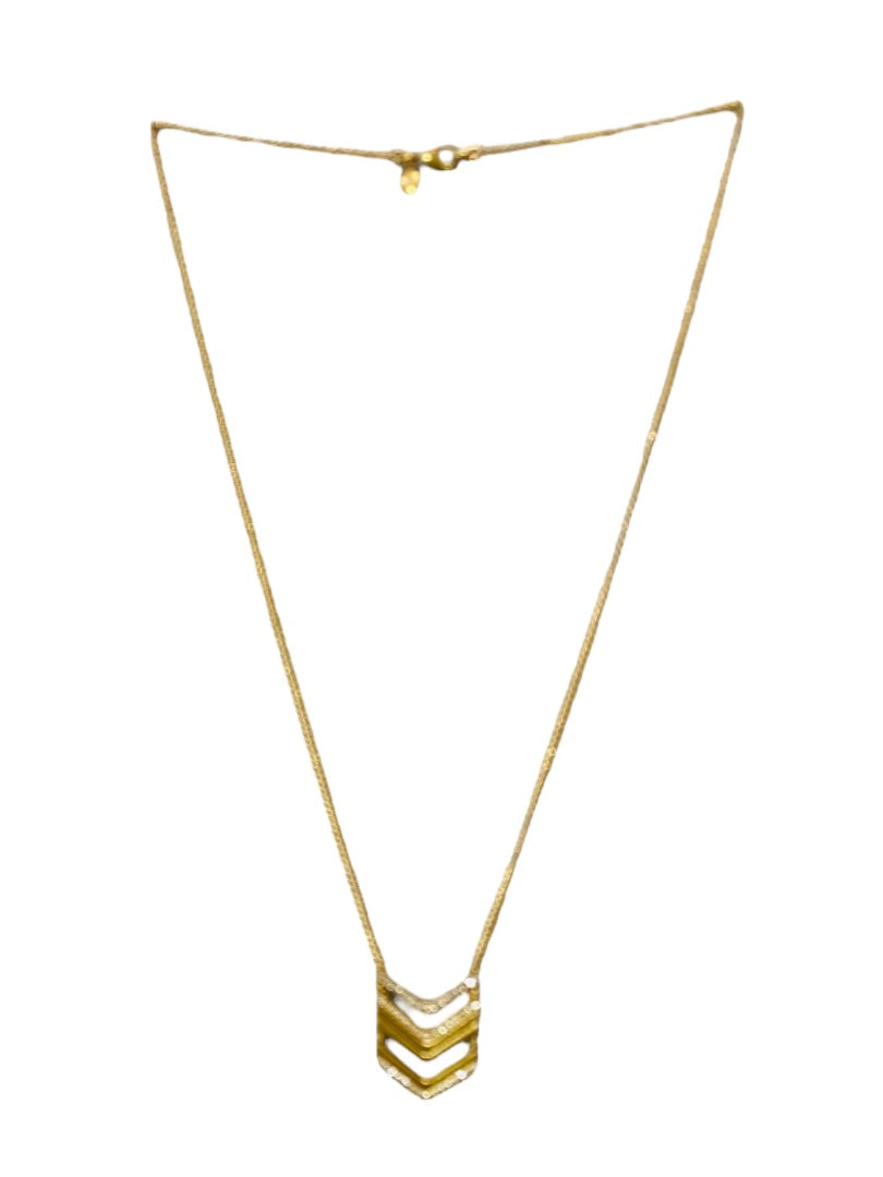 Vintage J.Crew Chevron Goldtone Rhinestone Necklace Art Deco Style