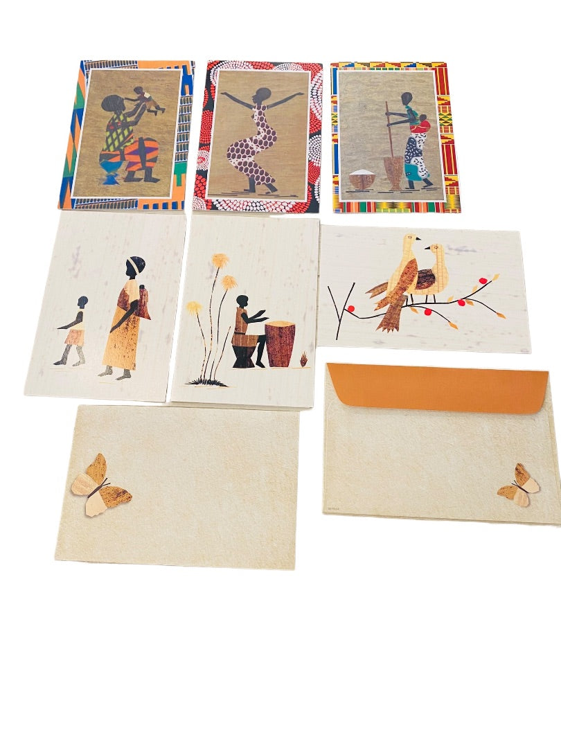 12 New Blank Inside Notecard and Envelope 6" x4" 2 Different Patterns