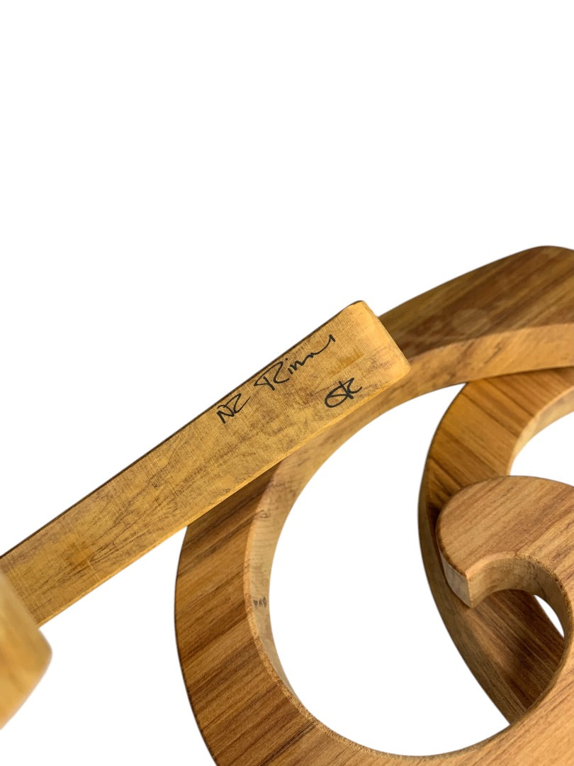 Rimu Timber New Zealand Signed Coil Trivet 3 Pieces 9 Inches Māori Loop