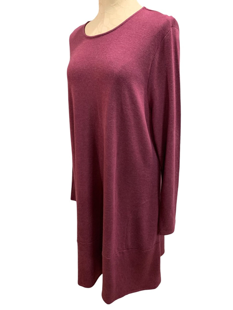 XL PureJill J.Jill Midi Dress Luxe Tencel Soft Shift Long Sleeve Pockets