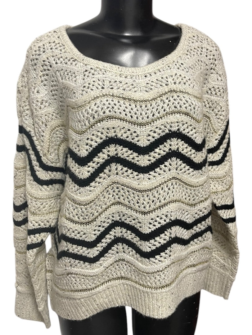 Large Skies Are Blue Loose Knit Womens Sweater Metallic