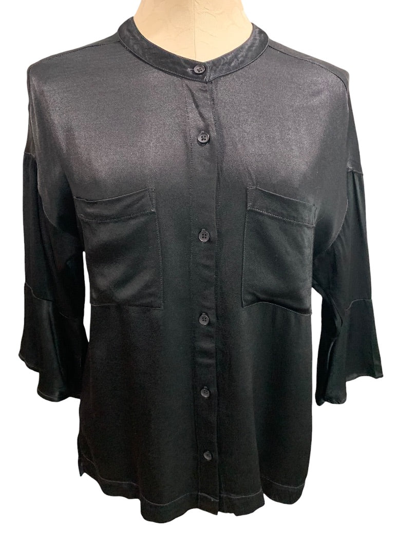 Small mododoc los angeles Black Button Up Shirt Womens Silky