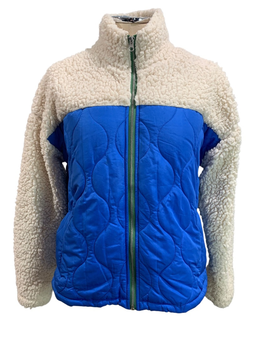 Small Thread & Supply Womens Blue Fleece Full Zip Jacket