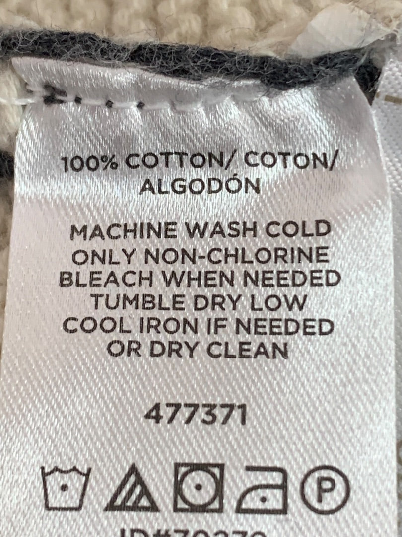 Medium LOFT Womens Gray Ivory Striped Long Sleeve Sweater