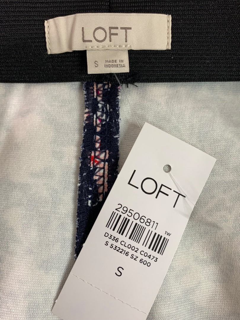 Small LOFT Pull On Knit Skirt Floral New Elastic Waist A-Line