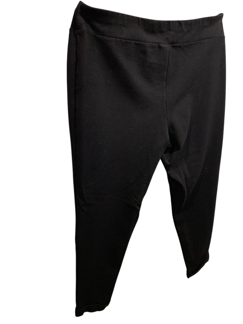 1X Lynn Ritchie Silver Ponte Knit Leggings Womens Black Cuffed Pants