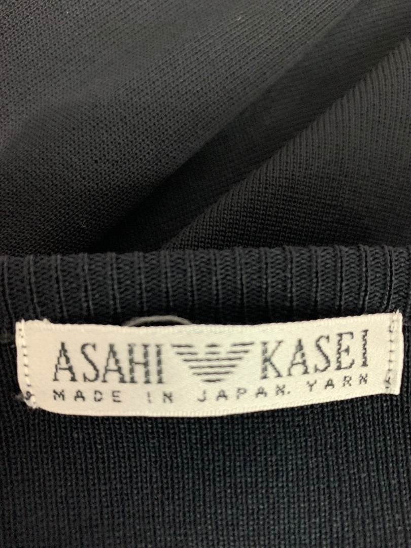 Small Asahi Kasei Womens Black Open Lightweight Cardigan Sweater Japan