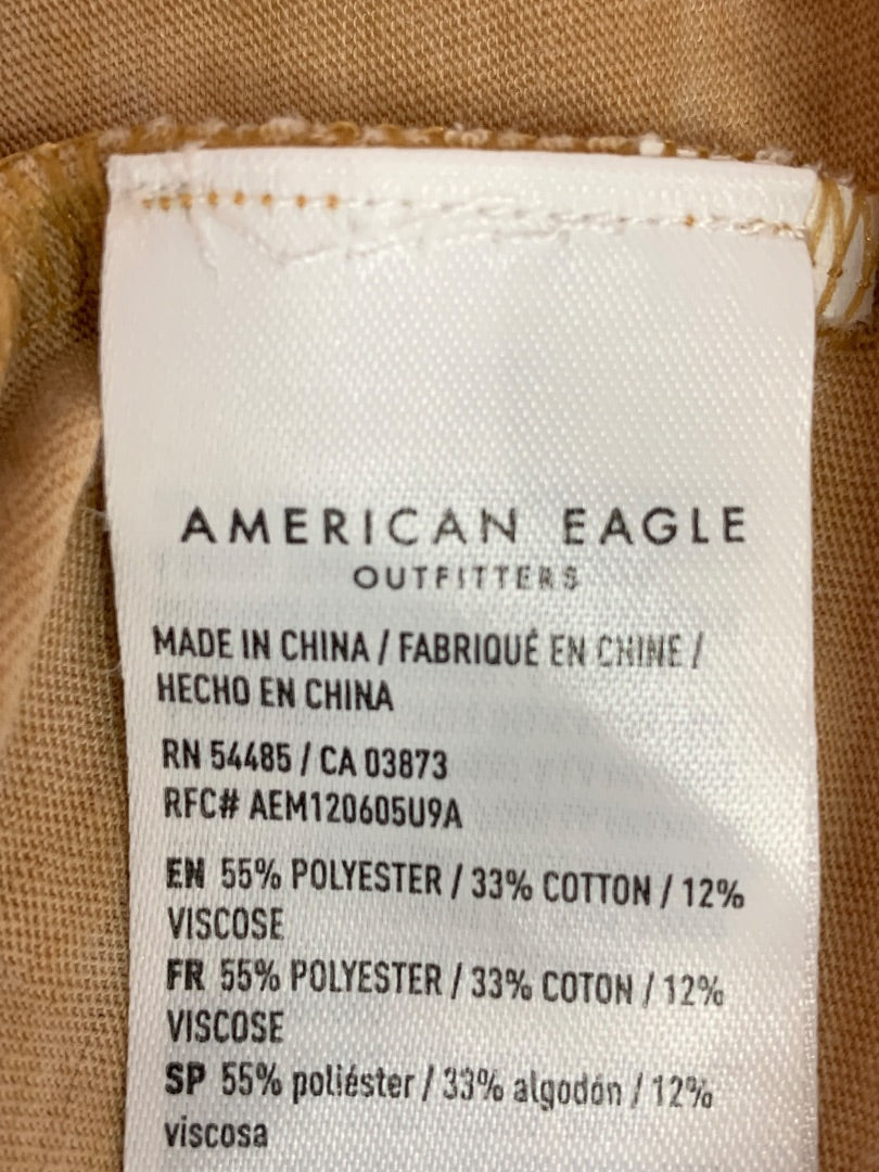 Small American Eagle Womens Tan Tank Top Flounce Hem V-Neck