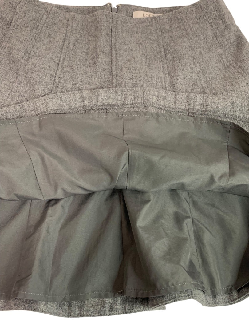 Size 4P Loft Petites Gray Lined A-Line Skirt Wool Blend