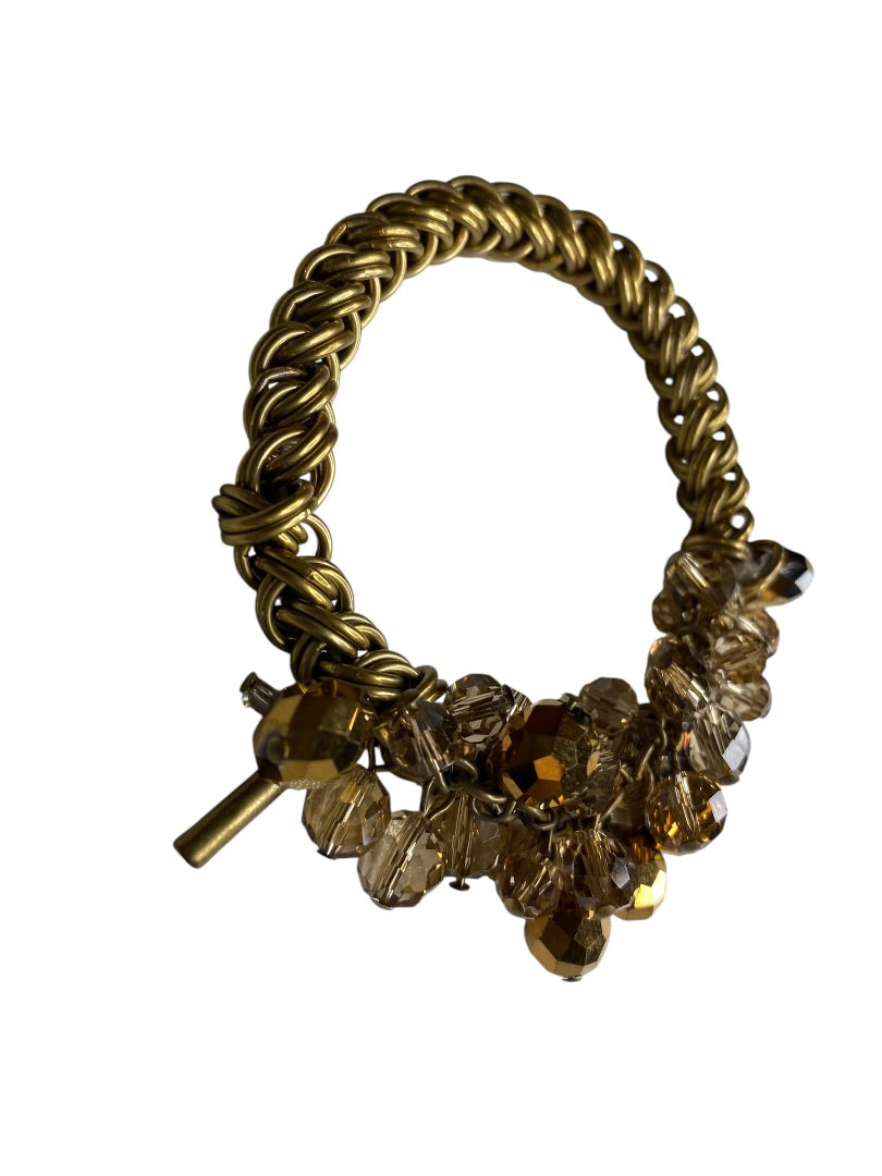 Kenneth Cole Stretch Bracelet Goldtone Iridescent Beads Chunky