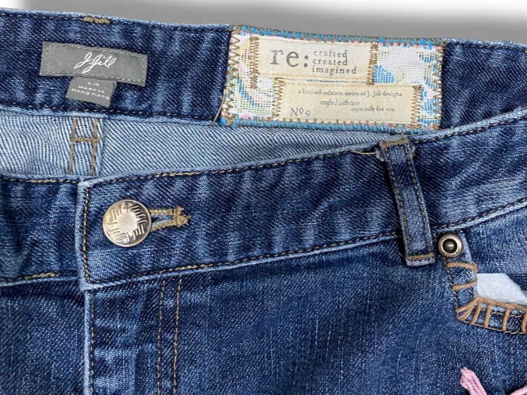 Size 14 J.Jill Womens Stretch Jeans Recrafted Embroidered No 9 Embroidered