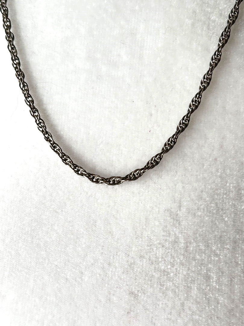 Vintage Silvertone Satin Finish Twist Chain 19" Lobster Clasp